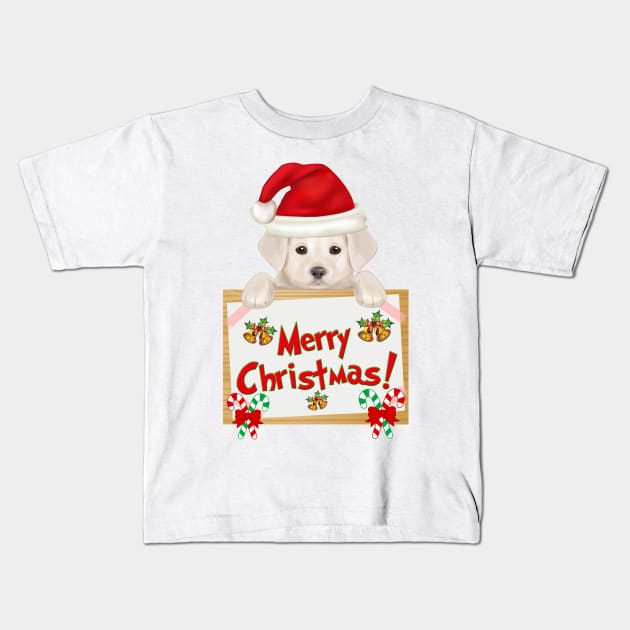Merry Christmas Yellow Labrador Retriever Puppy! Especially for Lab owners! Kids T-Shirt by rs-designs